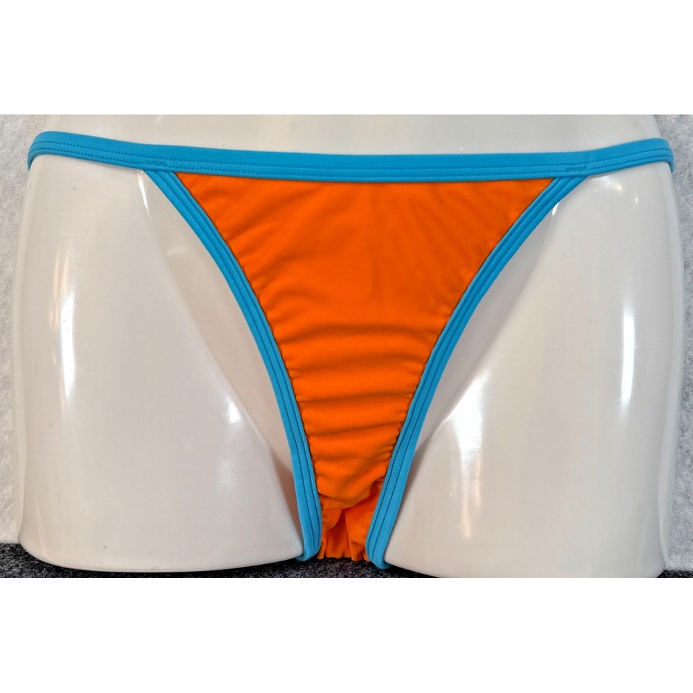 Its Now Cool Duo String Pant Bikini Bottom XS Cherryripe Orange Blue NWT